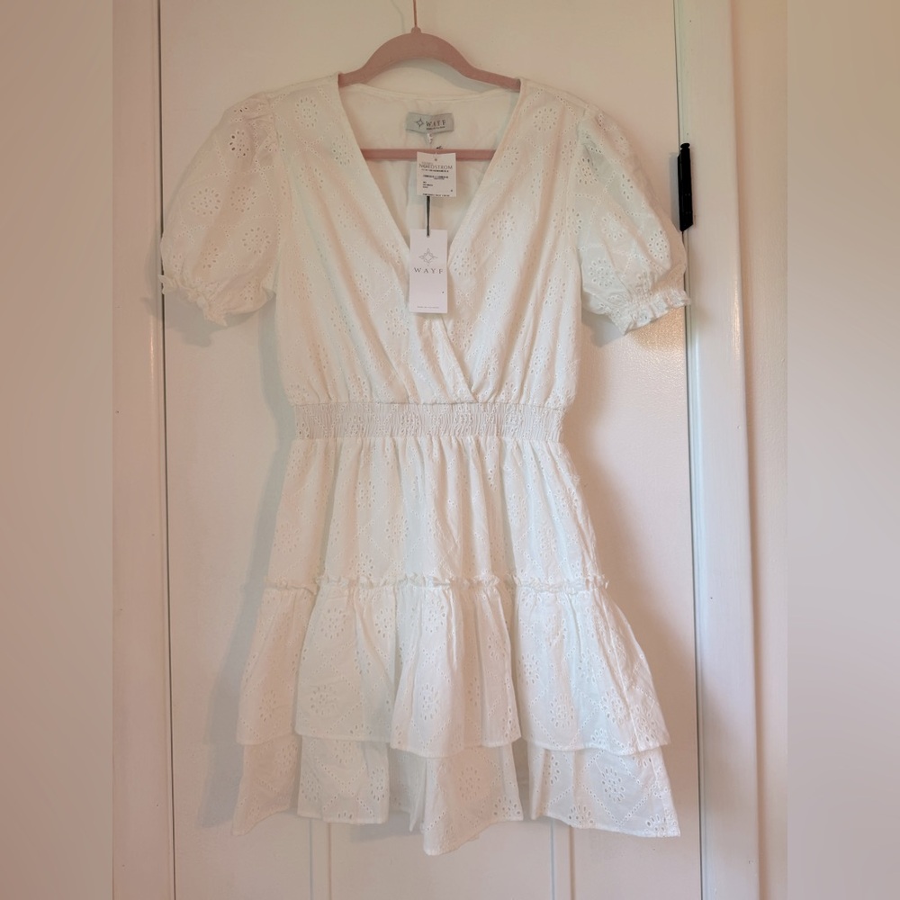 NWT WAYF Reese Smocked-Waist Tiered Mini Dress Size XS - Picture 5 of 5